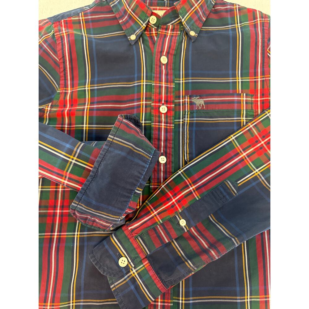 Ambercombie & Fitch muscle button down long sleeve Christmas men’s  top Sz S